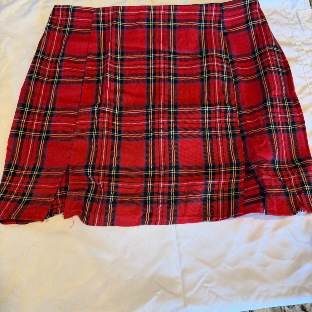 Red Plaid Women's Skirt